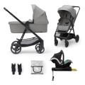KINDERKRAFT - Kombinierter 4-in-1 Kinderwagen NEWLY Classic Grau + Babyschale MINK PRO mit ISOFIX-Basis