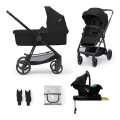 KINDERKRAFT - Kombinierter 4-in-1 Kinderwagen NEWLY Classic Schwarz + MINK PRO Autositz mit ISOFIX-Basis