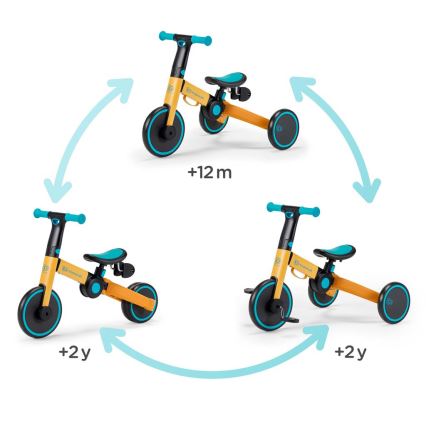 KINDERKRAFT - Laufrad für Kinder 3in1 4TRIKE gelb/türkisfarben