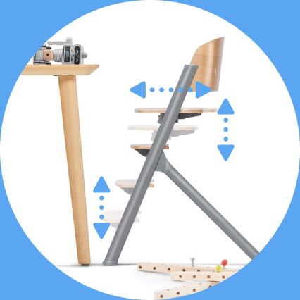 KINDERKRAFT SELECT - Esstischstuhl für Kinder 3in1 LIVY Premium Eiche + Liege CALMEE