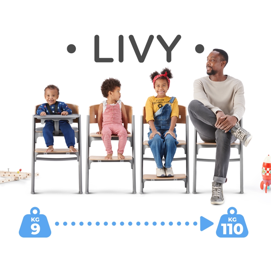 KINDERKRAFT SELECT - Kinderhochstuhl 3-in-1 LIVY Premium Eiche