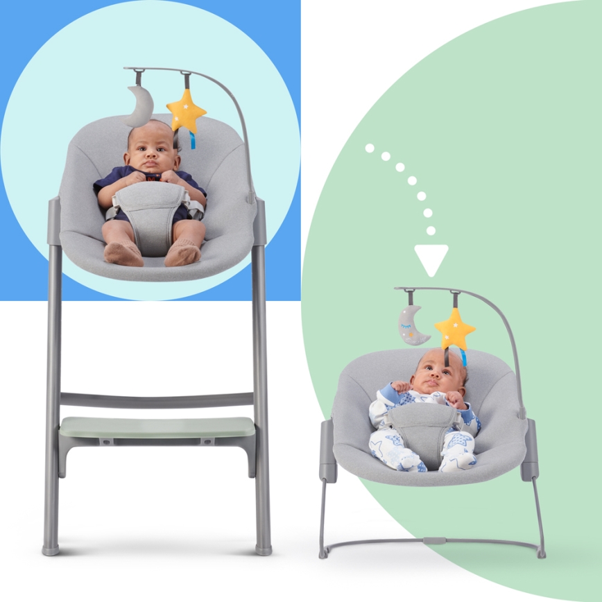 KINDERKRAFT SELECT - 3-in-1 Kinderhochstuhl LIVY Premium Aster pink + Babywippe CALMEE