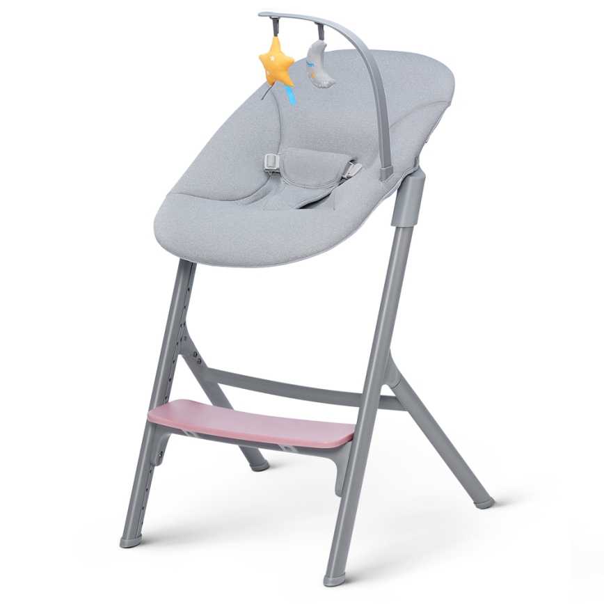 KINDERKRAFT SELECT - 3-in-1 Kinderhochstuhl LIVY Premium Aster pink + Babywippe CALMEE