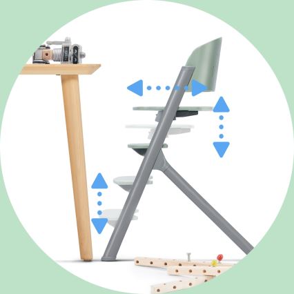KINDERKRAFT SELECT - Kinderhochstuhl 3-in-1 LIVY Premium Olivegrün + Babywippe CALMEE