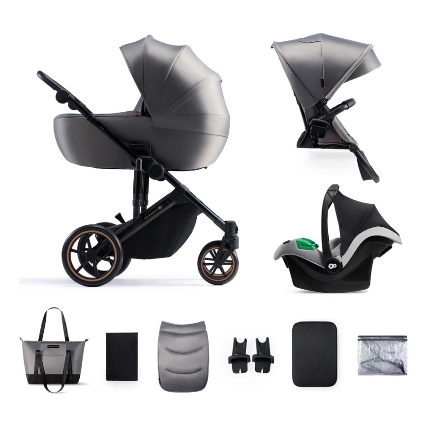 KINDERKRAFT SELECT - Kombi-Kinderwagen 3in1 PRIME 2 Premium Shadow grau + Auto-Kindersitz