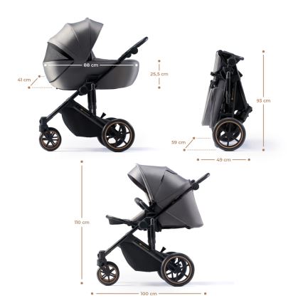 KINDERKRAFT SELECT - Kombi-Kinderwagen 3in1 PRIME 2 Premium Shadow grau + Auto-Kindersitz