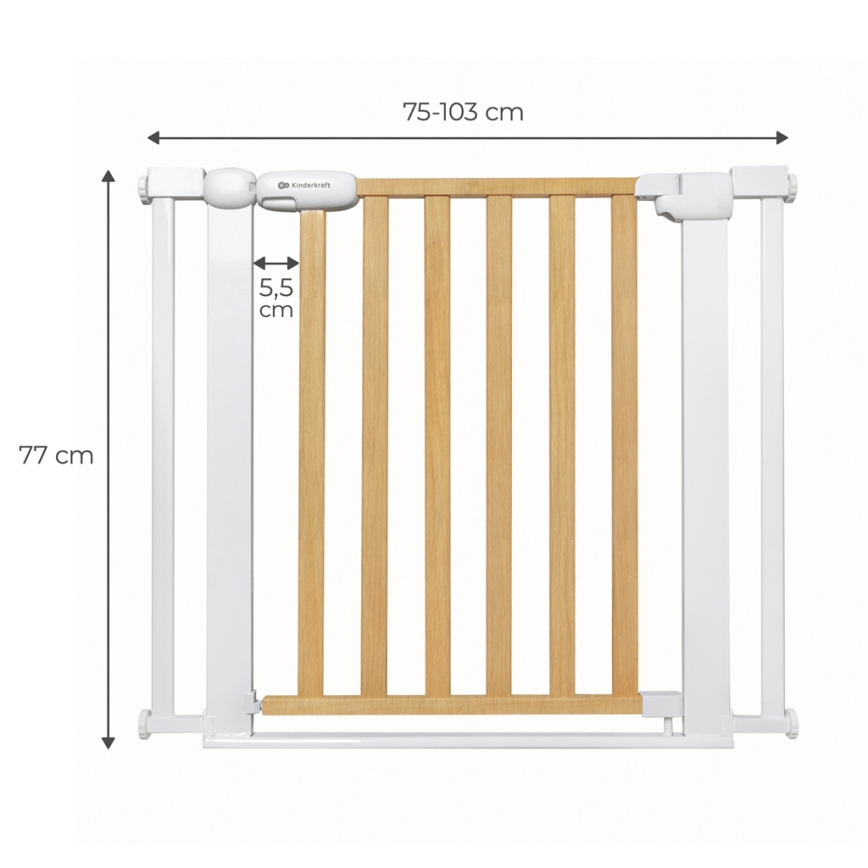 KINDERKRAFT - Sicherheitsbarriere LOCK&GO 75-103 cm Kiefer