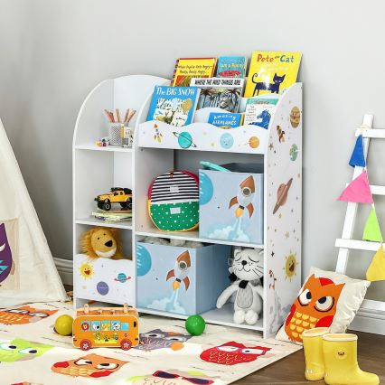 Kinderbücherschrank mit Stoffboxen ANET Weiß
