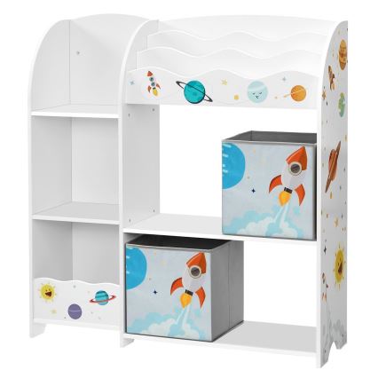 Kinderbücherschrank mit Stoffboxen ANET Weiß