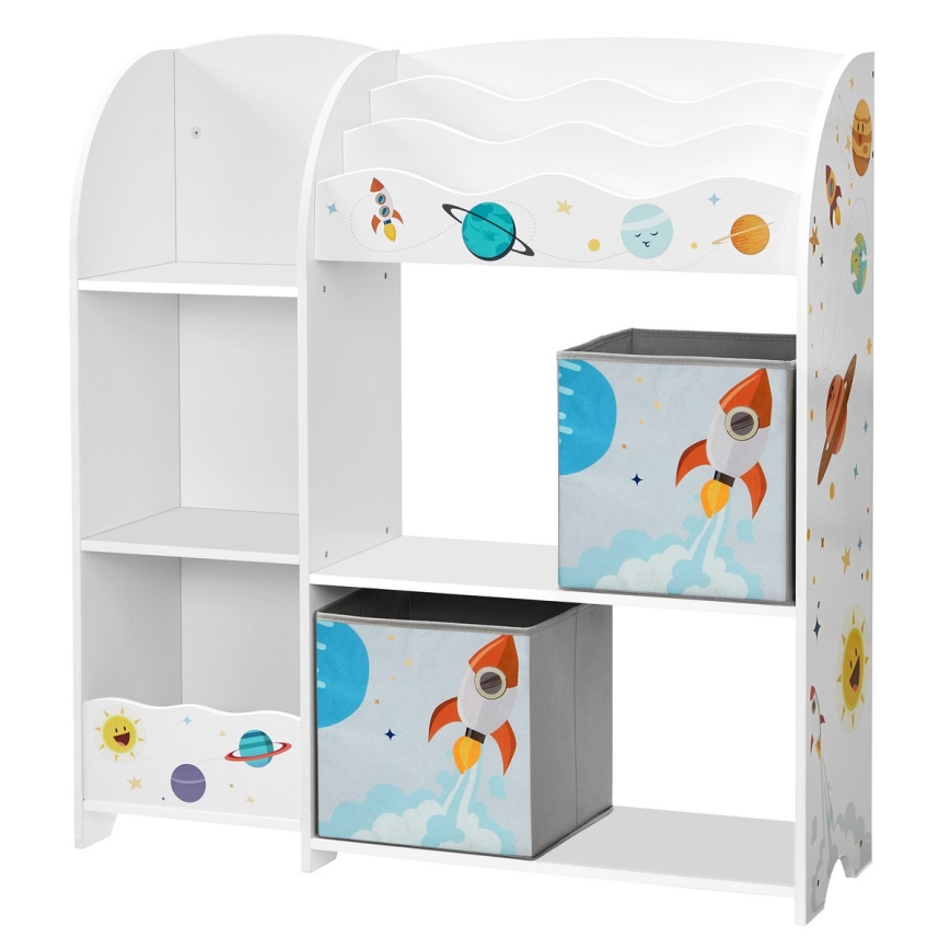 Kinderbücherschrank mit Stoffboxen ANET Weiß