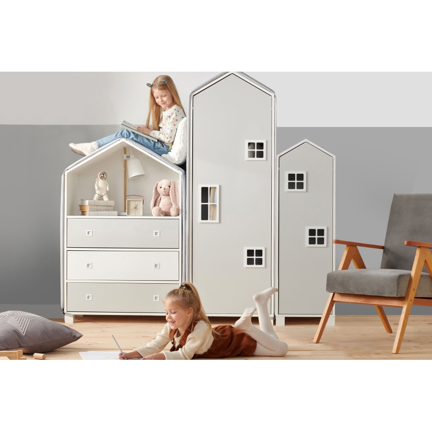 Kinderschrank MIRUM 126x80 cm weiß/grau