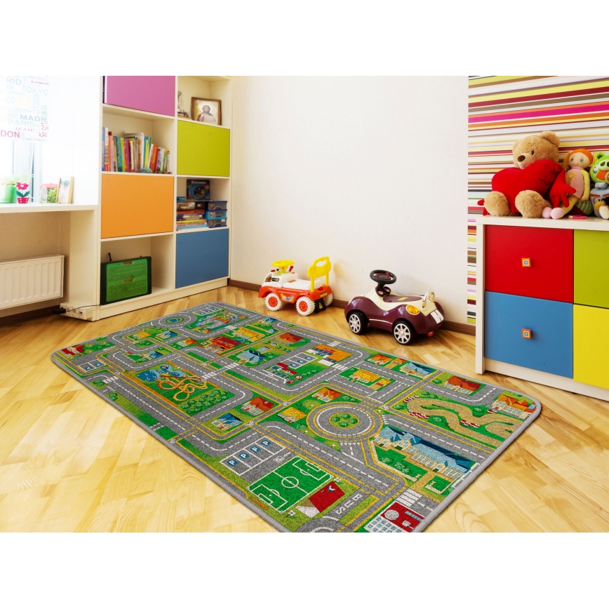 Kinderteppich PLAYTOWN 200x280 cm mehrfarbig/Stadt