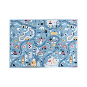 Kinderteppich STELLA STREETS 100 x 150 cm, blau/städtisches Motiv