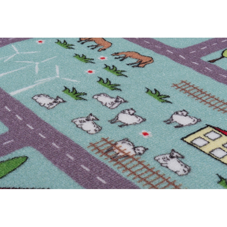 Kinderteppich STELLA STREETS 100x150 cm türkis/Stadt