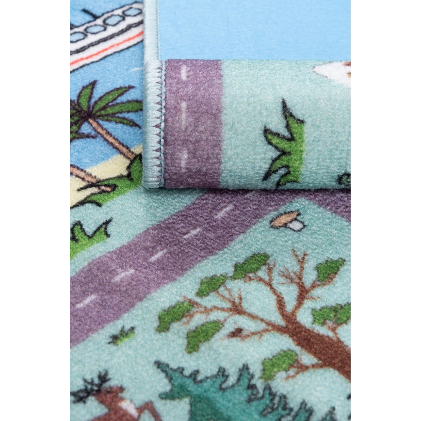 Kinderteppich STELLA STREETS 100x150 cm türkis/Stadt