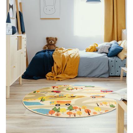 Kinderteppich STELLA STREETS 120 cm beige/Stadt