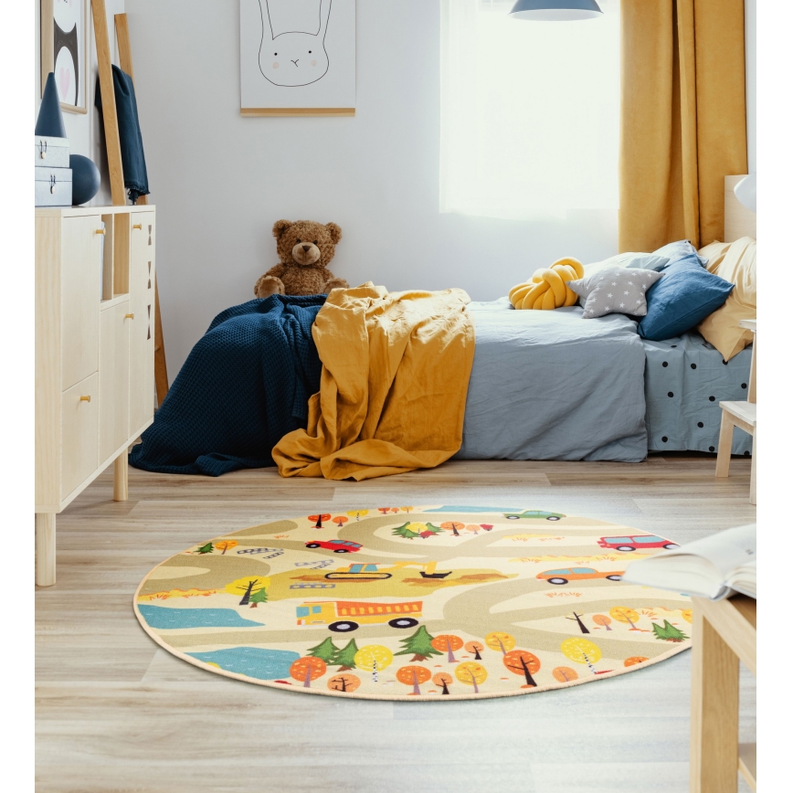 Kinderteppich STELLA STREETS 120 cm beige/Stadt