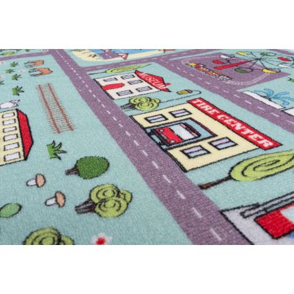 Kinderteppich STELLA STREETS 120x170 cm türkis/Stadt
