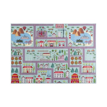 Kinderteppich STELLA STREETS 80x100 cm türkis/Stadt