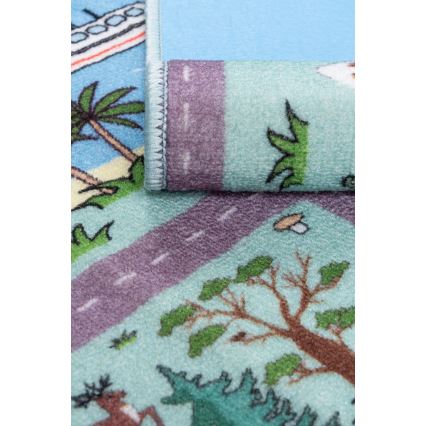 Kinderteppich STELLA STREETS 80x100 cm türkis/Stadt