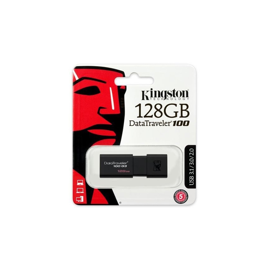 Kingston - Flash-Laufwerk DATATRAVELER 100 G3 USB 3.0 128GB schwarz