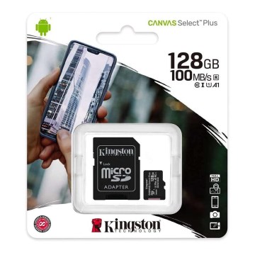 Kingston - MicroSDXC 128GB Canvas Select Plus U1 100MB/s + SD-Adapter