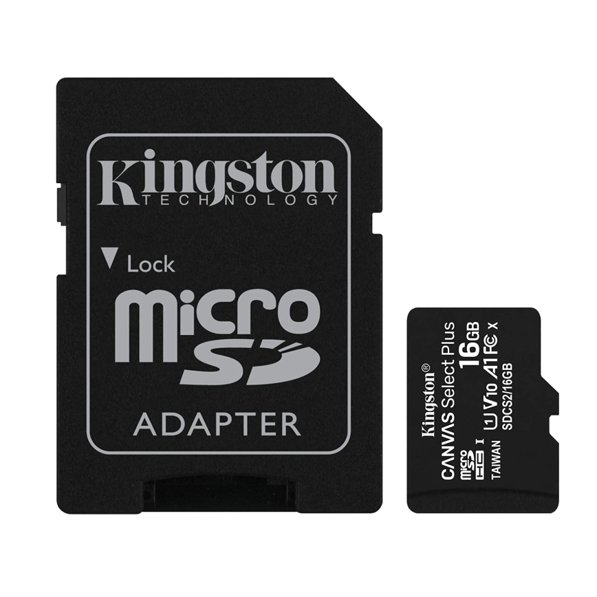 Kingston - MicroSDHC 16GB Canvas Select Plus U1 80MB/s + SD-Adapter