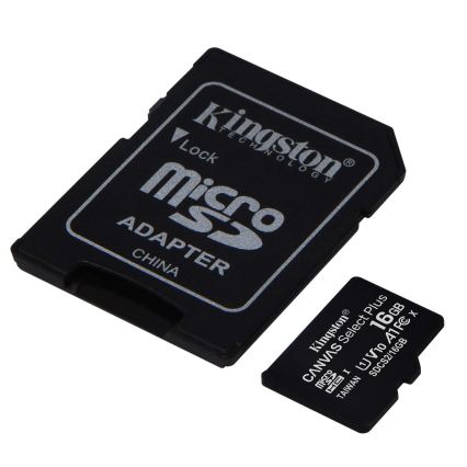 Kingston - MicroSDHC 16GB Canvas Select Plus U1 80MB/s + SD-Adapter