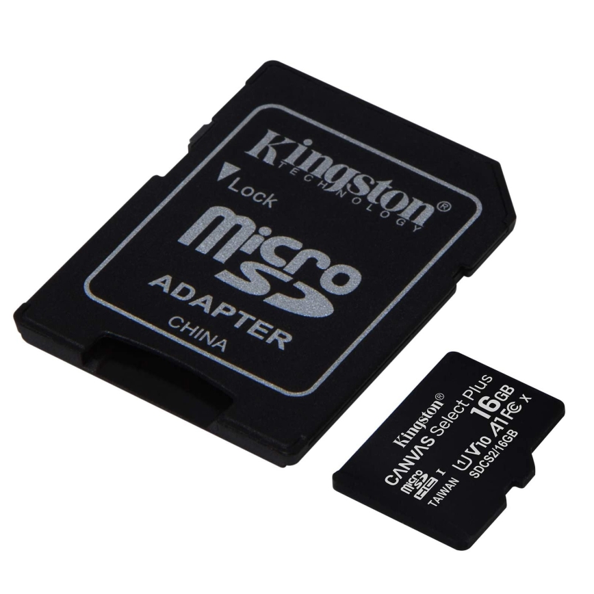 Kingston - MicroSDHC 16GB Canvas Select Plus U1 80MB/s + SD-Adapter