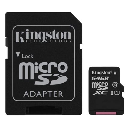 Kingston - MicroSDXC 64GB Canvas Select Plus U1 100MB/s + SD-Adapter