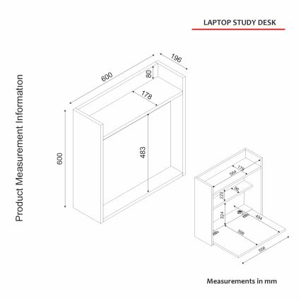 Klappbarer Arbeitstisch LAPTOP 60x60 cm braun/weiß