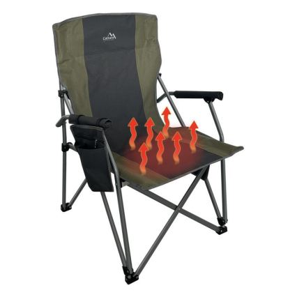 Klappbarer Campingstuhl mit Heizfunktion 11/5V, grün/grau