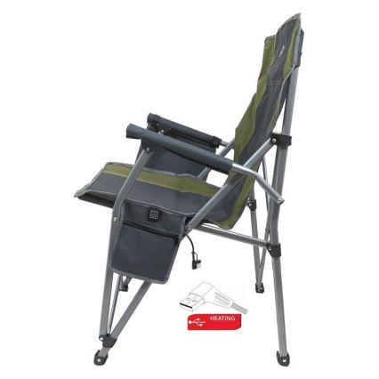Klappbarer Campingstuhl mit Heizfunktion 11/5V, grün/grau