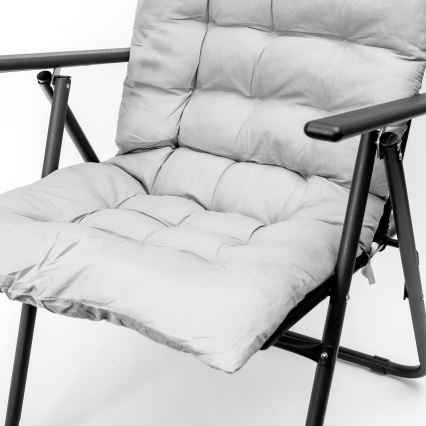 Klappbarer Campingstuhl mit Matratze schwarz/grau
