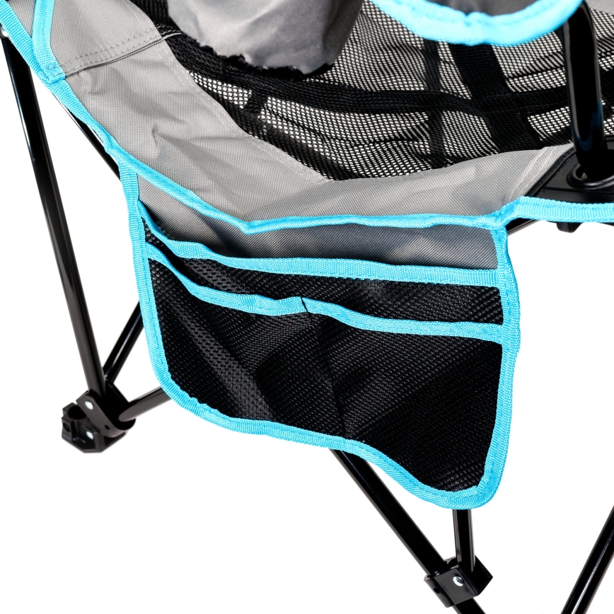 Klappbarer Campingtisch + Stuhl grau/blau