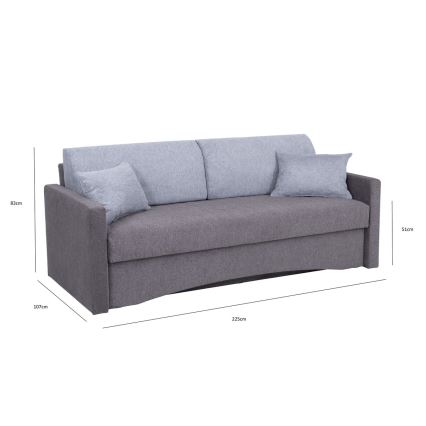 Klappbares Dreisitzer-Polstersofa mit Armlehnen PAUL grau