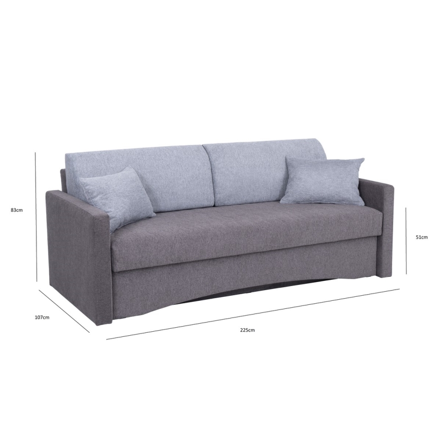 Klappbares Dreisitzer-Polstersofa mit Armlehnen PAUL grau