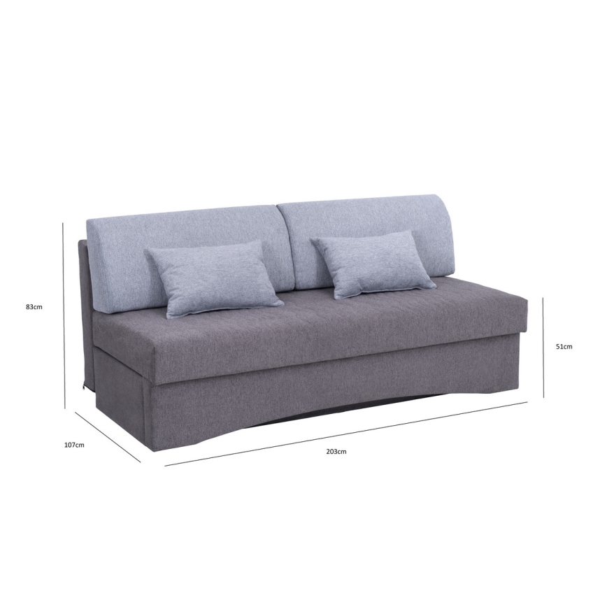 Klappbares Dreisitzer-Polstersofa ohne Armlehnen PAUL grau