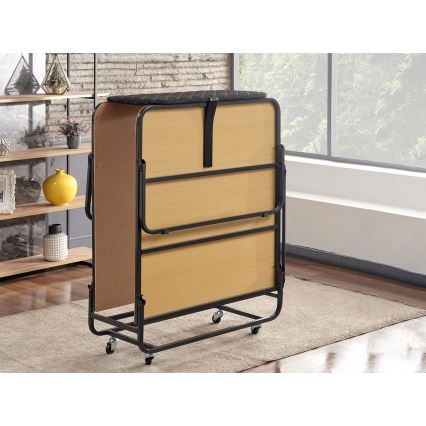 Klappbares Einzelbett aus Metall mit Matratze HERON 90x204 cm, weiß