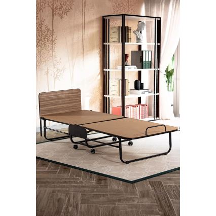 Klappbares Metall-Einzelbett HERON 80x190 cm mit Matratze, weiß – Belastbarkeit 120 kg