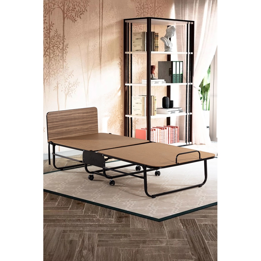 Klappbares Metall-Einzelbett HERON 80x190 cm mit Matratze, weiß – Belastbarkeit 120 kg