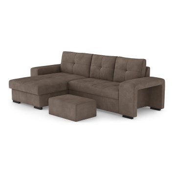 Klappsofa mit Stauraum und Hocker PALERMO braun links