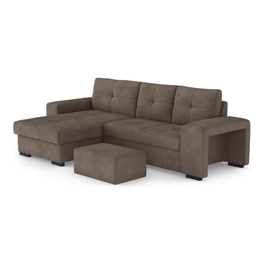 Klappsofa mit Stauraum und Hocker PALERMO braun links