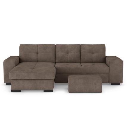 Klappsofa mit Stauraum und Hocker PALERMO braun links