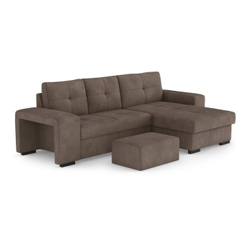 Klappsofa mit Stauraum und Hocker PALERMO braun rechts