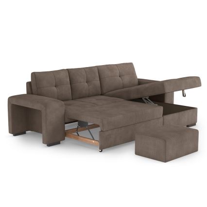 Klappsofa mit Stauraum und Hocker PALERMO braun rechts
