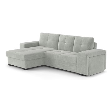 Klappsofa mit Stauraum und Hocker PALERMO hellgrau links