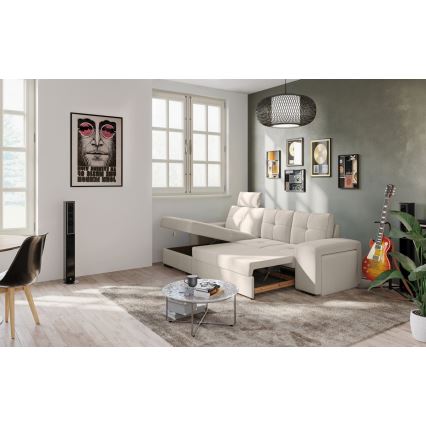Klappsofa mit Stauraum und Hocker PALERMO hellgrau links