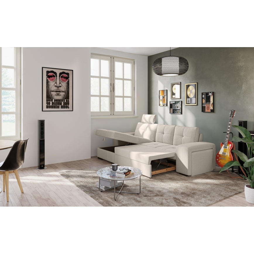 Klappsofa mit Stauraum und Hocker PALERMO hellgrau links