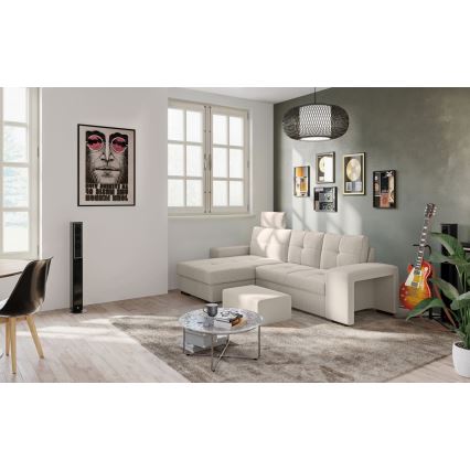 Klappsofa mit Stauraum und Hocker PALERMO hellgrau links